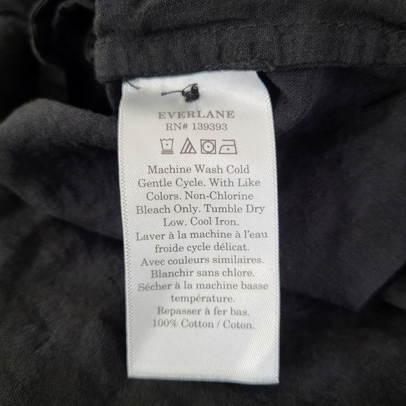 Everlane The Caftan Dress Black Check Button Front Lightweight Side Slits Medium - Picture 14 of 14